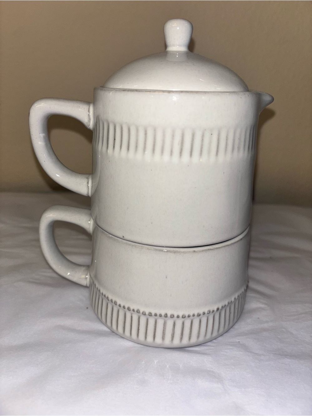 Hearth and Hand with Magnolia Coffee Pot & Mug Set Cream Colored Stoneware